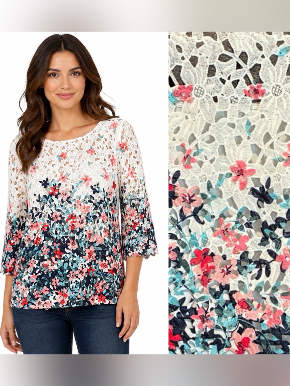 Charter Club floral lace top. EUC